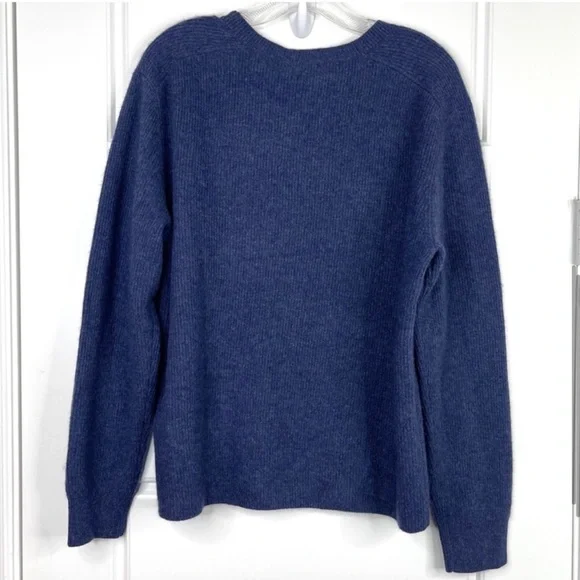 JOHNNY WAS CALME 100% Cashmere NEW Ribbed Pullover Sweater Blue NEW Size L
